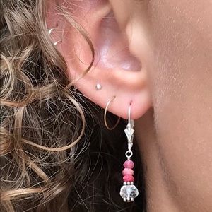 Pink Stone Dangle Earrings